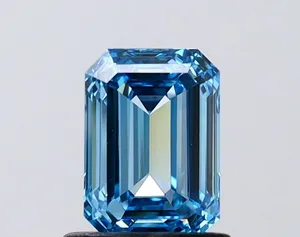 1.03ct EMERALD Fancy Vivid Blue VS1 Coloured Lab diamond