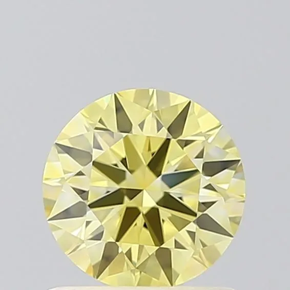 0.68ct ROUND Fancy Intense Yellow VVS1 Coloured Lab diamond