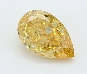 0.6ct PEAR Fancy Vivid Yellow VVS2 Coloured Lab diamond