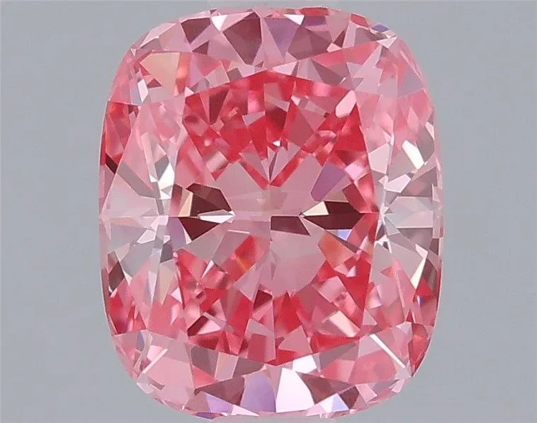 0.91ct CUSHION Fancy Vivid Pink VVS1 Coloured Lab diamond