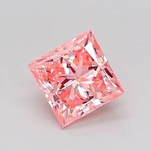 0.73ct PRINCESS Fancy Intense Pink VVS2 Coloured Lab diamond