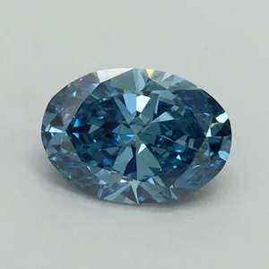 0.74ct OVAL Fancy Vivid Blue VS2 Coloured Lab diamond