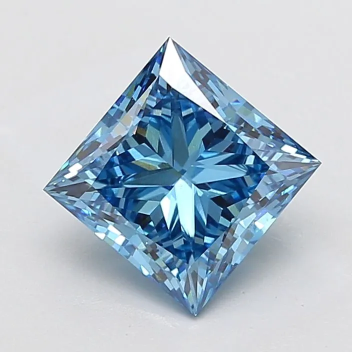 4.11ct PRINCESS Fancy Vivid Blue VS1 Coloured Lab diamond
