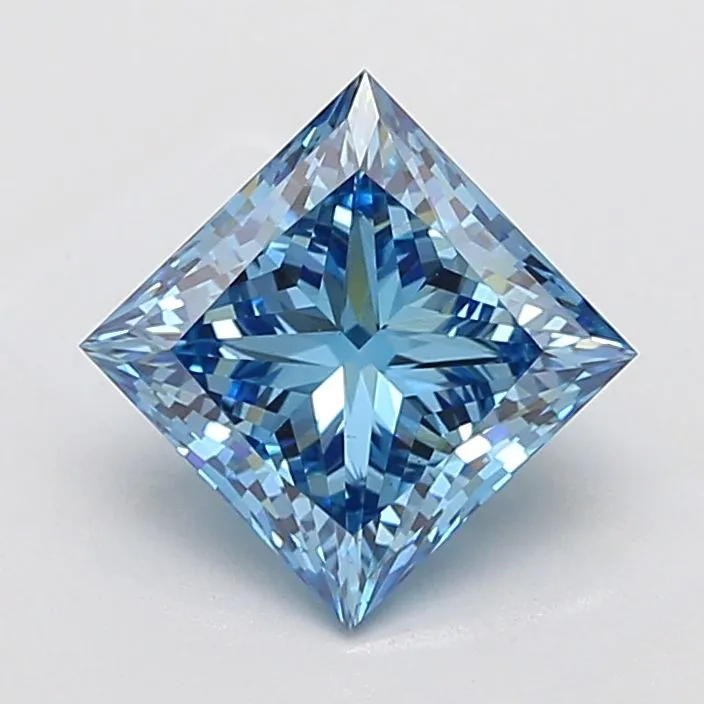 4.08ct PRINCESS Fancy Vivid Blue VS1 Coloured Lab diamond