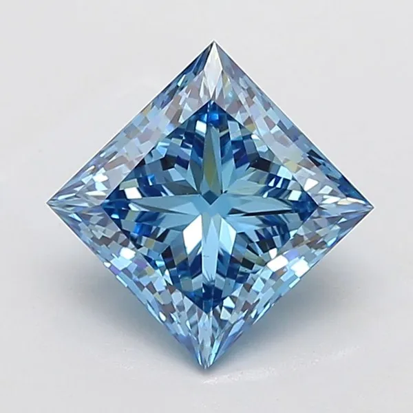 4.08ct PRINCESS Fancy Vivid Blue VS1 Coloured Lab diamond