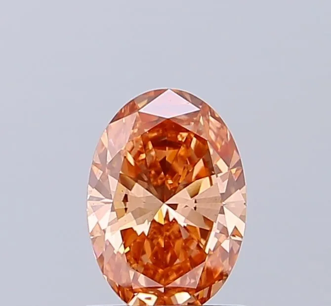 1.00ct OVAL Fancy Vivid Orangey Pink VS2 Coloured Lab diamond
