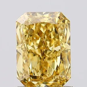 1.11ct RADIANT Fancy Vivid Yellow SI1 Coloured Lab diamond