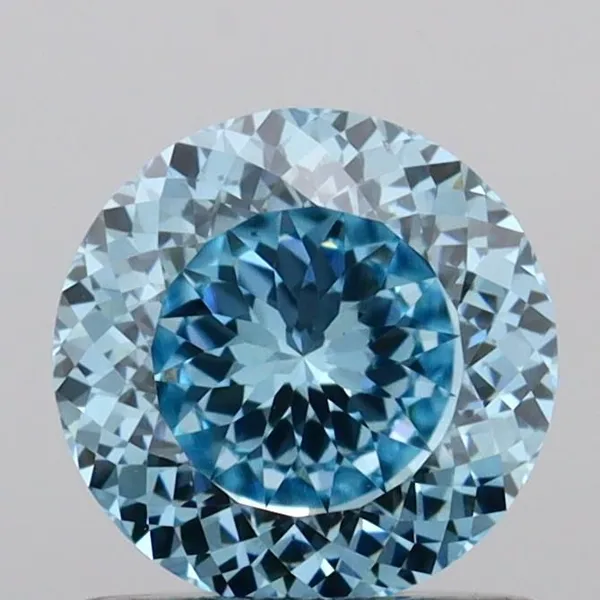 0.9ct ROUND Fancy Vivid Blue VS1 Coloured Lab diamond