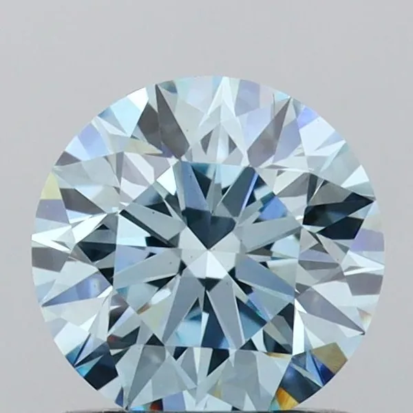 0.9ct ROUND Fancy Vivid Blue VS2 Coloured Lab diamond