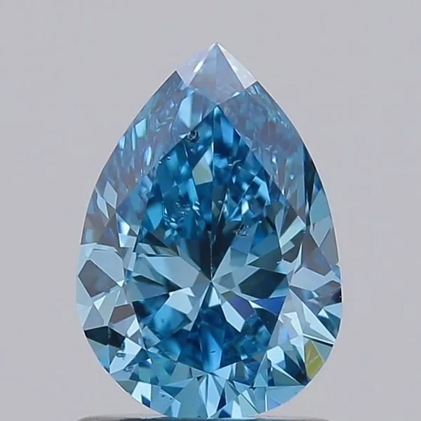 0.97ct PEAR Fancy Vivid Blue SI1 Coloured Lab diamond