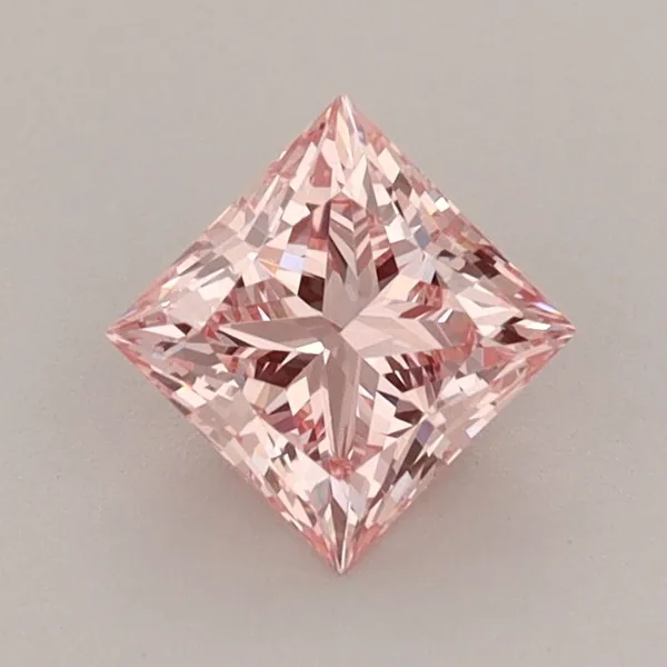 0.76ct PRINCESS Fancy Vivid Pink VS1 Coloured Lab diamond