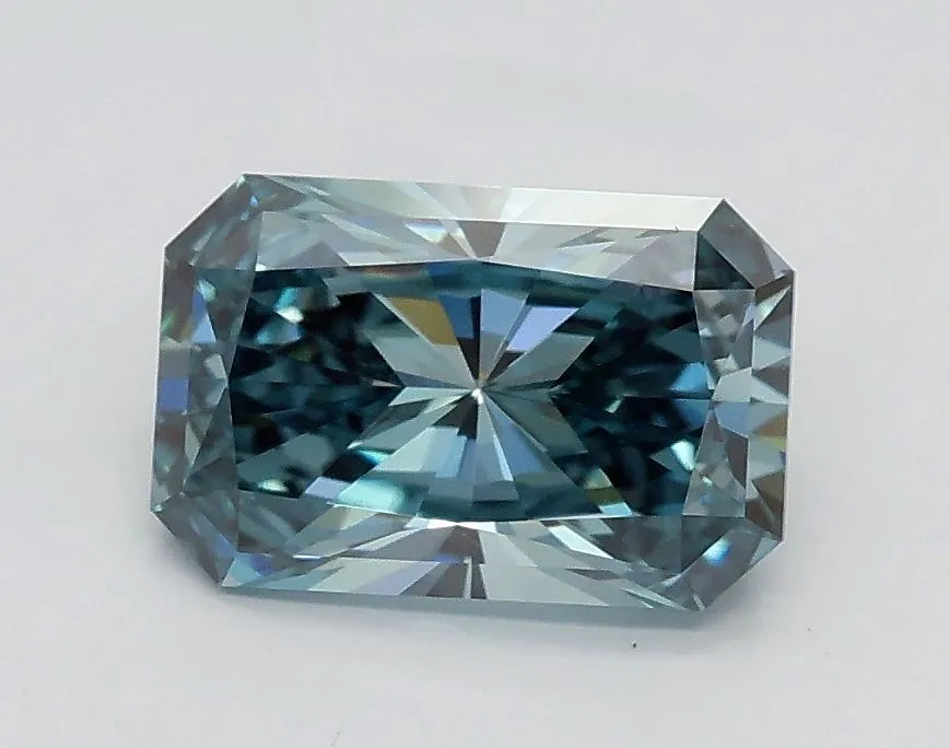 1.21ct RADIANT Fancy Intense Green Blue VVS2 Coloured Lab diamond
