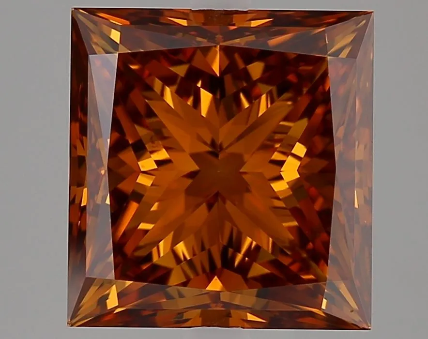 5.01ct PRINCESS Fancy Vivid Orange Yellow VS2 Coloured Lab diamond