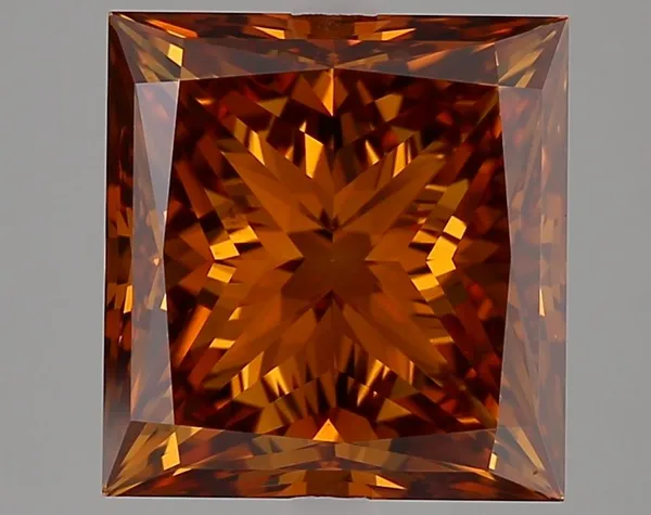 5.01ct PRINCESS Fancy Vivid Orange Yellow VS2 Coloured Lab diamond