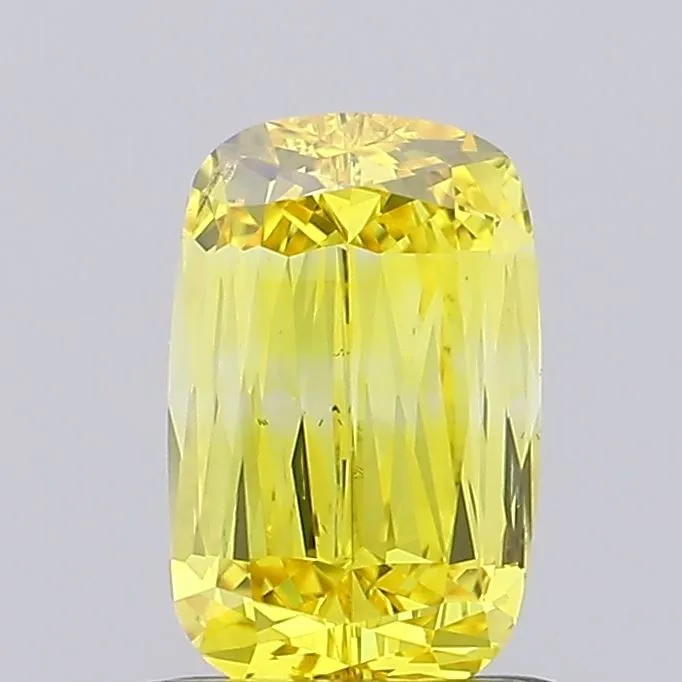 1.01ct CUSHION Fancy Vivid Yellow VS2 Coloured Lab diamond