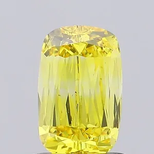 1.01ct CUSHION Fancy Vivid Yellow VS2 Coloured Lab diamond