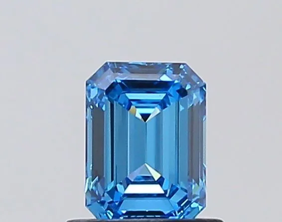 0.81ct EMERALD Fancy Vivid Blue VVS2 Coloured Lab diamond