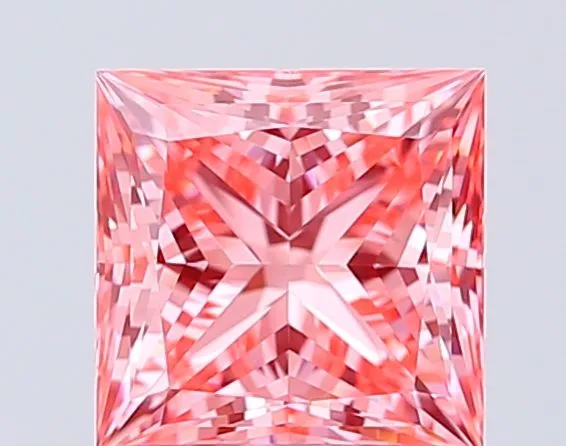 1.54ct PRINCESS Fancy Vivid Pink VVS2 Coloured Lab diamond