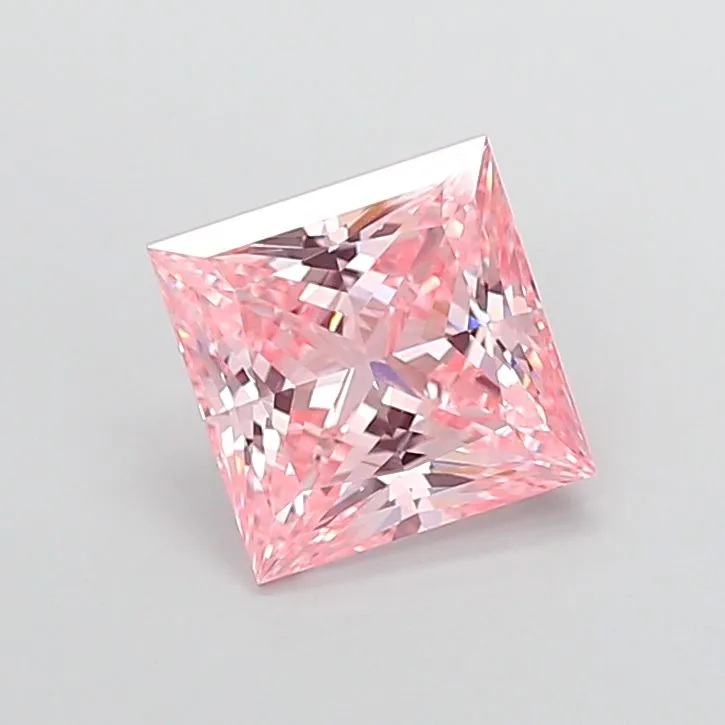 3.33ct PRINCESS Fancy Vivid Pink VVS2 Coloured Lab diamond