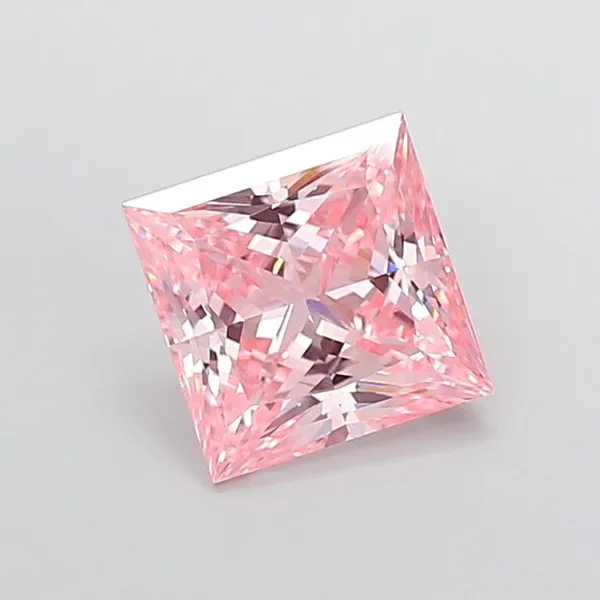 3.33ct PRINCESS Fancy Vivid Pink VVS2 Coloured Lab diamond