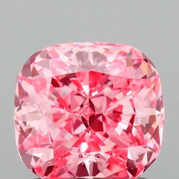 1.09ct CUSHION Fancy Vivid Pink VVS2 Coloured Lab diamond
