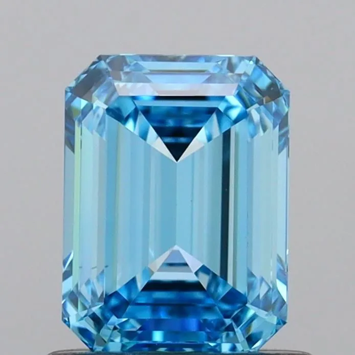 1.00ct EMERALD Fancy Vivid Blue VS2 Coloured Lab diamond