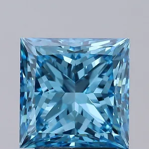 3.07ct PRINCESS Fancy Vivid Blue VS1 Coloured Lab diamond