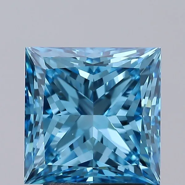 3.07ct PRINCESS Fancy Vivid Blue VS1 Coloured Lab diamond