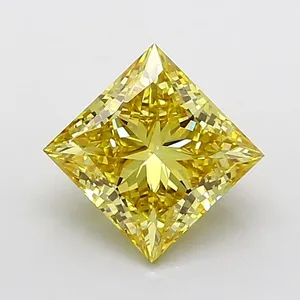 3.04ct PRINCESS Fancy Intense Yellow VS1 Coloured Lab diamond