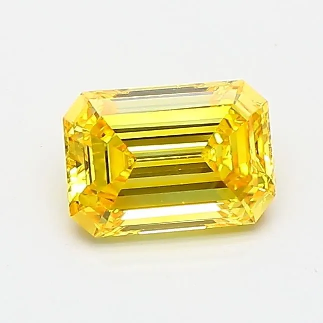0.73ct EMERALD Fancy Vivid Yellow VS2 Coloured Lab diamond