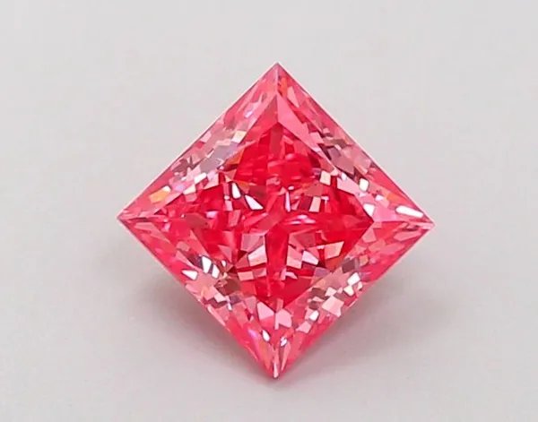 1.02ct PRINCESS Fancy Vivid Pink VS1 Coloured Lab diamond