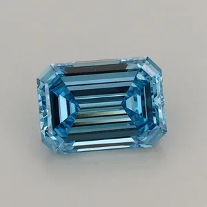 1.09ct EMERALD Fancy Vivid Blue VVS2 Coloured Lab diamond