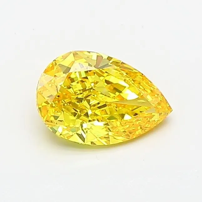 0.74ct PEAR Fancy Vivid Yellow VVS2 Coloured Lab diamond