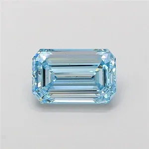 1.5ct EMERALD Fancy Vivid Blue VS2 Coloured Lab diamond