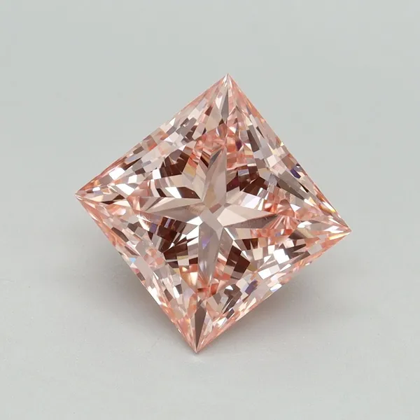 3ct PRINCESS Fancy Vivid Pink VS1 Coloured Lab diamond