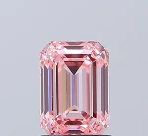 1.51ct EMERALD Fancy Vivid Pink VS1 Coloured Lab diamond
