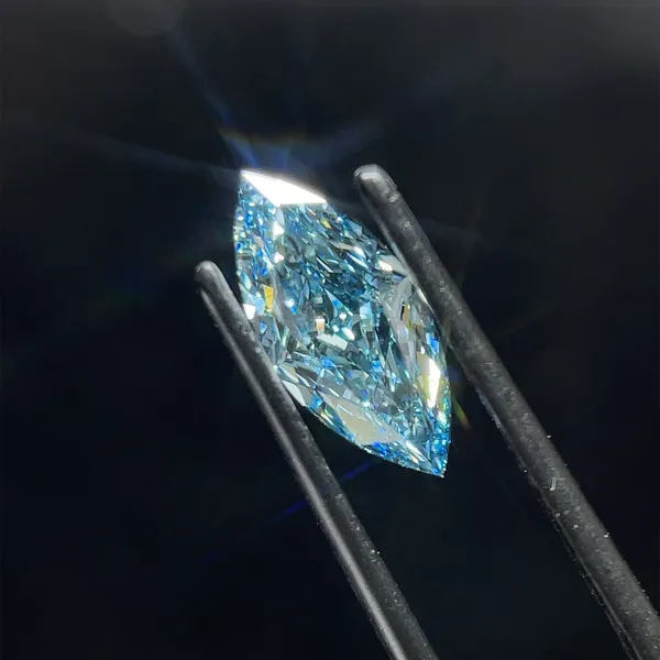 2ct MARQUISE Fancy Vivid Blue VVS2 Coloured Lab diamond