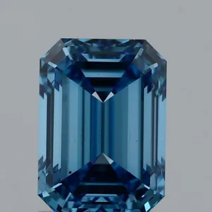1.59ct EMERALD Fancy Vivid Blue VS2 Coloured Lab diamond