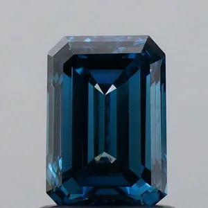 1.03ct EMERALD Fancy Vivid Blue SI1 Coloured Lab diamond