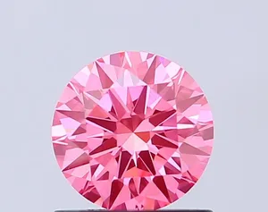 0.9ct ROUND Fancy Vivid Pink VS1 Coloured Lab diamond