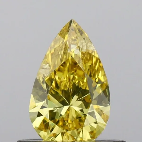 0.51ct PEAR Fancy Vivid Yellow SI2 Coloured Lab diamond