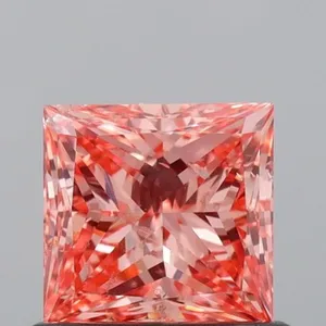 0.71ct PRINCESS Fancy Vivid Pink SI1 Coloured Lab diamond