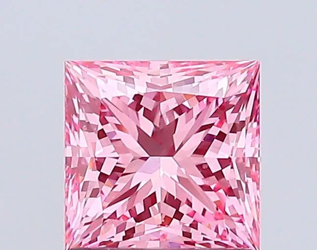 1.50ct PRINCESS Fancy Vivid Pink VVS2 Coloured Lab diamond
