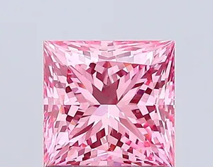 1.5ct PRINCESS Fancy Vivid Pink VVS2 Coloured Lab diamond