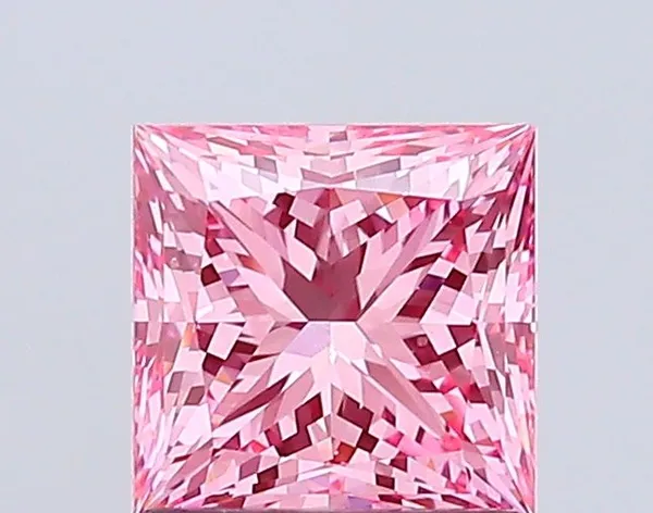 1.5ct PRINCESS Fancy Vivid Pink VVS2 Coloured Lab diamond