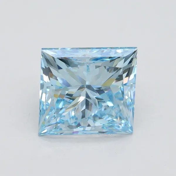 4.9ct PRINCESS Fancy Vivid Blue VS2 Coloured Lab diamond