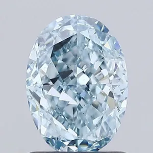 1.14ct OVAL Fancy Intense Greenish Blue VS1 Coloured Lab diamond