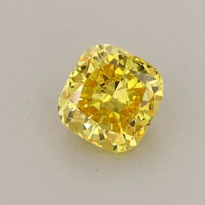 0.50ct CUSHION Fancy Vivid Yellow VS2 Coloured Lab diamond