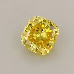 0.5ct CUSHION Fancy Vivid Yellow VS2 Coloured Lab diamond