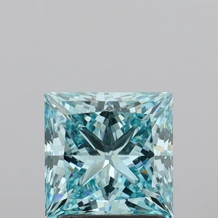 1.82ct PRINCESS Fancy Vivid Blue VS1 Coloured Lab diamond